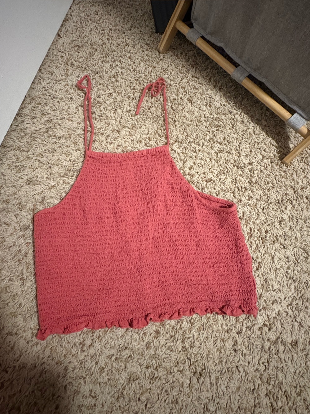 American Age Coral Pink Smocked Tank Top for Woman